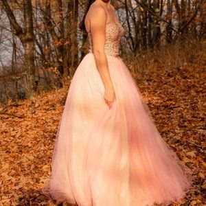 Strapless Pink Ball Gown Size 8-10